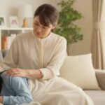 起立性調節障害による不調で横になる娘に寄り添う母親